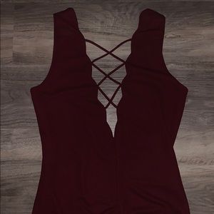 Burgundy body suit